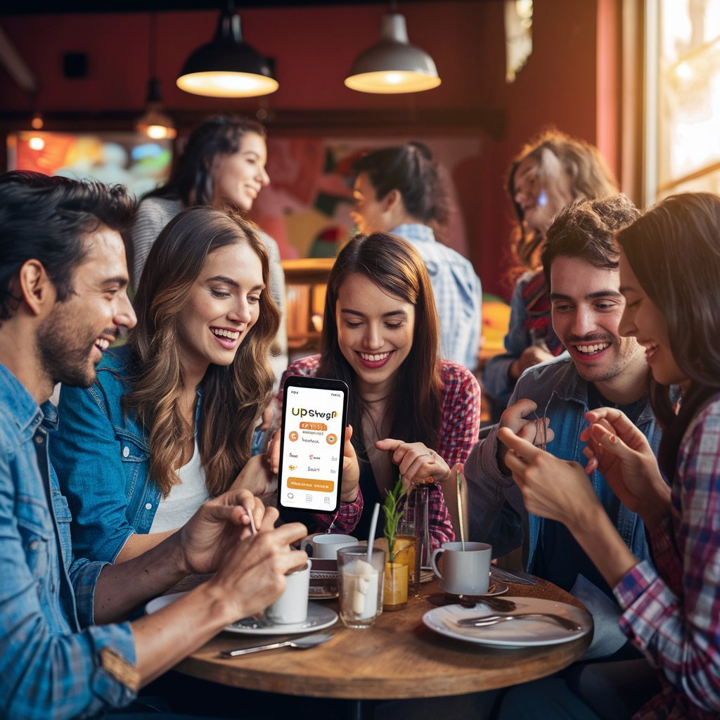 Upswap ,Friends using Upswap app to find local deals and plan hangouts