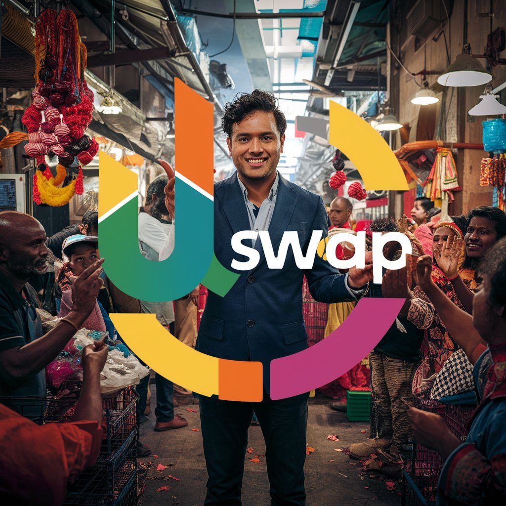 UpSwap app interface showcasing save, shop, and socialize features.