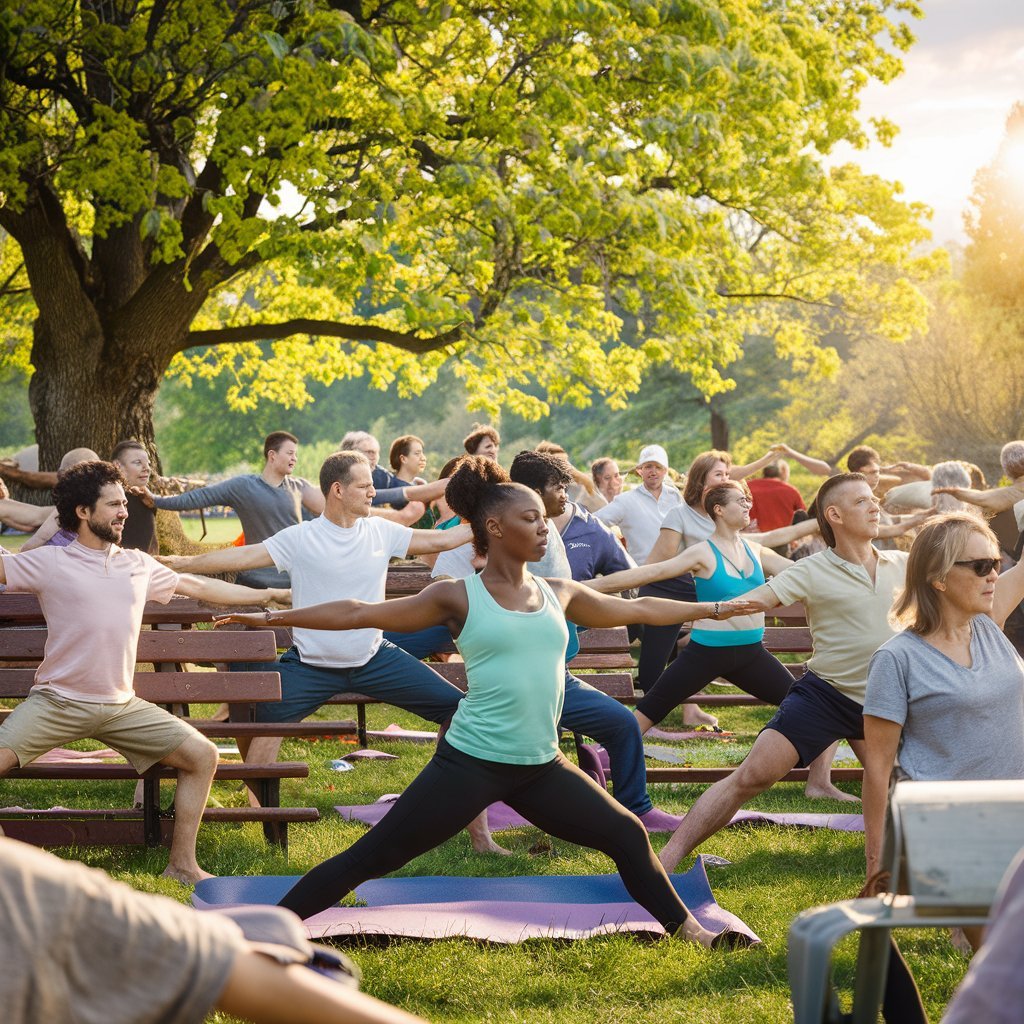 Community yoga session in the park