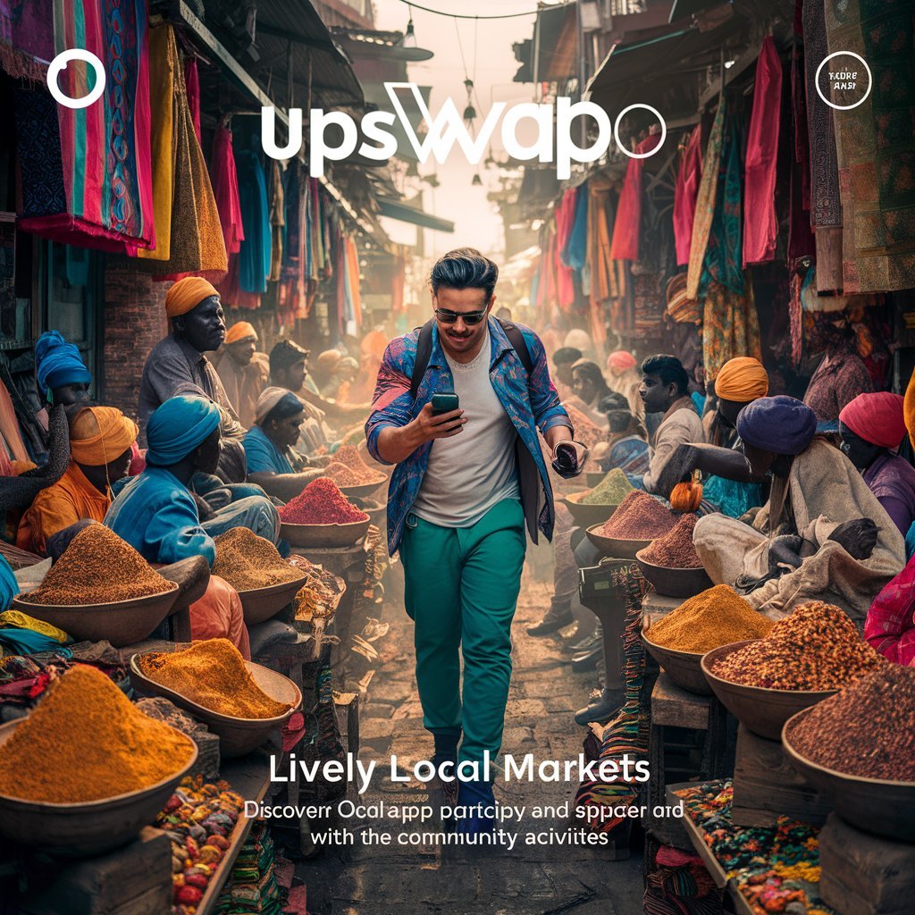 User exploring local markets and participating in community activities using the UpSwap app in India